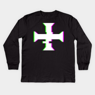 Glitch Crusader Templar Cross Kids Long Sleeve T-Shirt